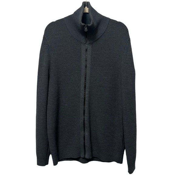 Hugo Boss Men’s Virgin Wool Cardigan Zip Up Sweater Size XL Gray Color - Picture 1 of 10